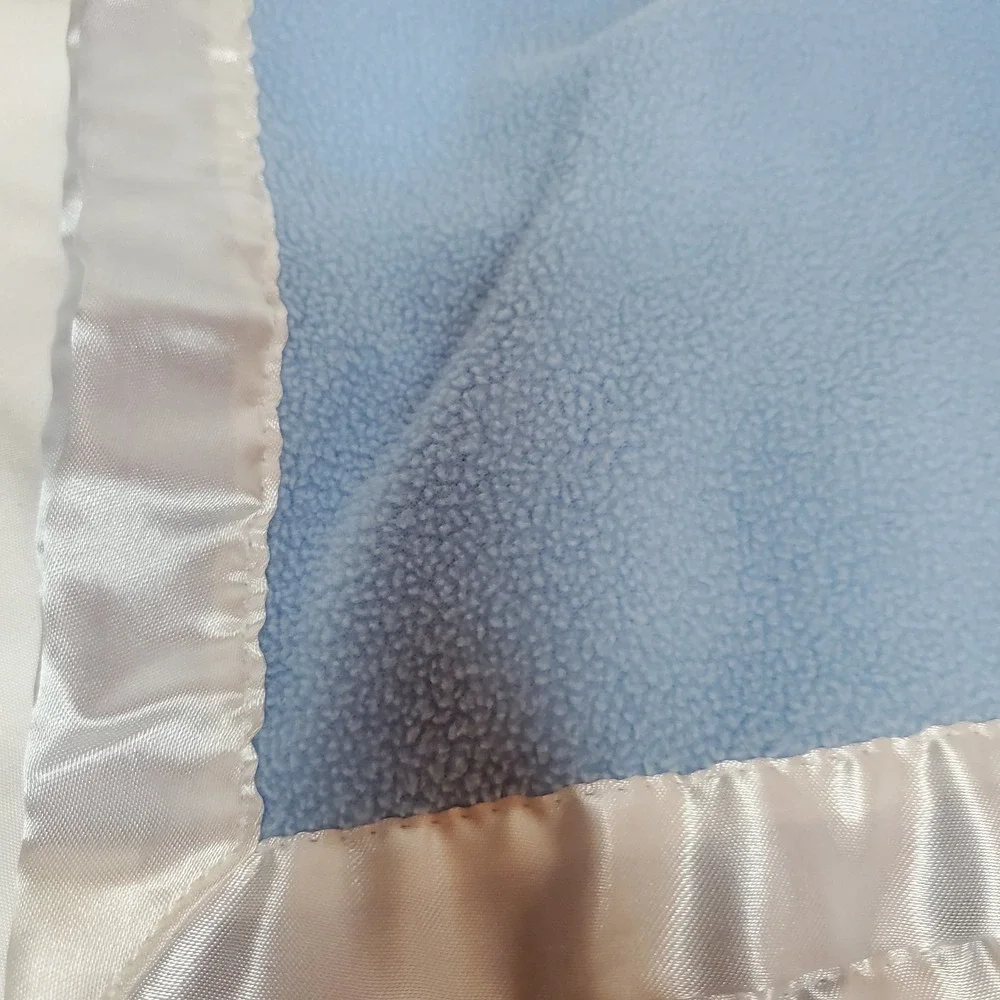 Baby Boom‎ Blue Lovey Security Blanket White Angel Bear Satin Cross Trim
